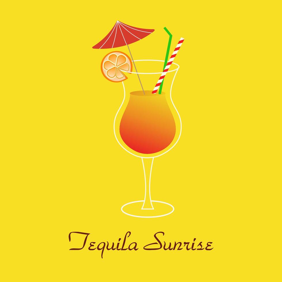 Tequila lever du soleil cocktail. été boissons. vecteur