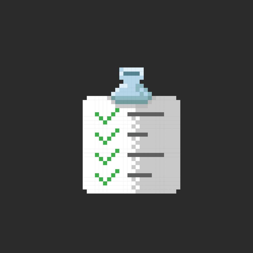 liste de contrôle document dans pixel art style vecteur