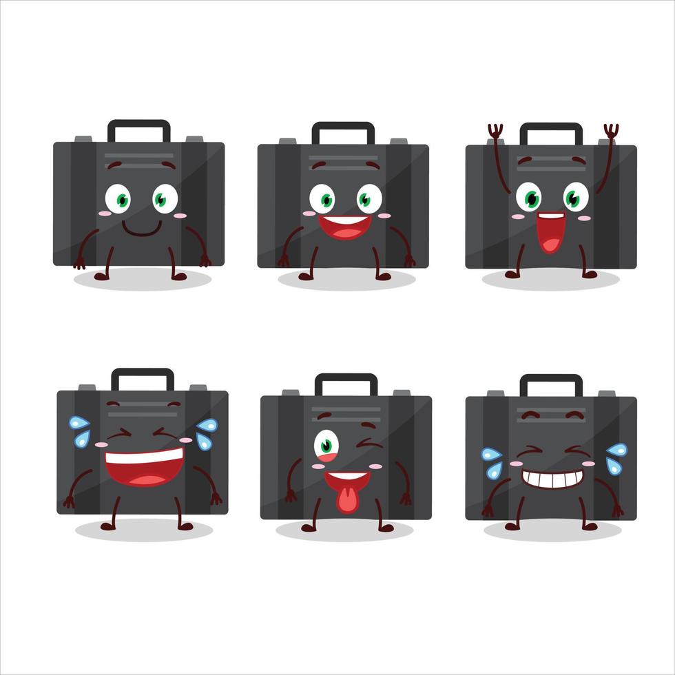 dessin animé personnage de noir valise avec sourire expression vecteur