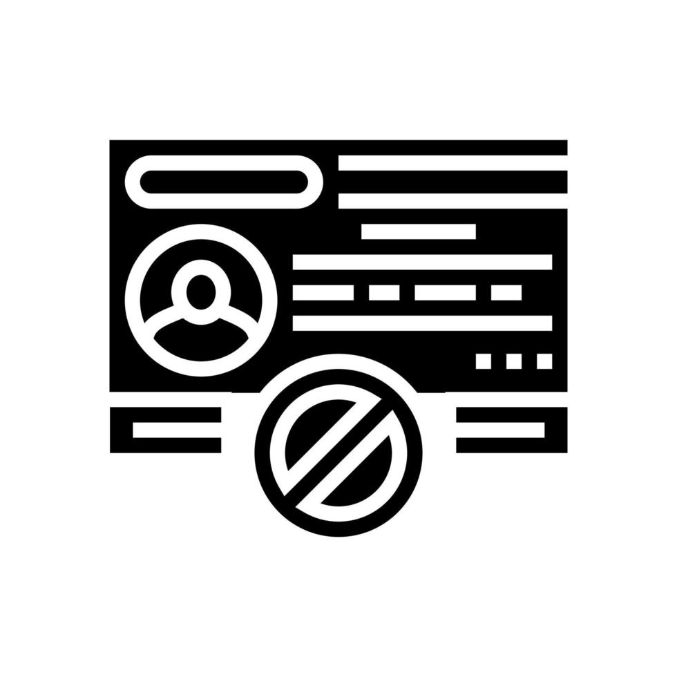 Licence Annuler glyphe icône vecteur illustration