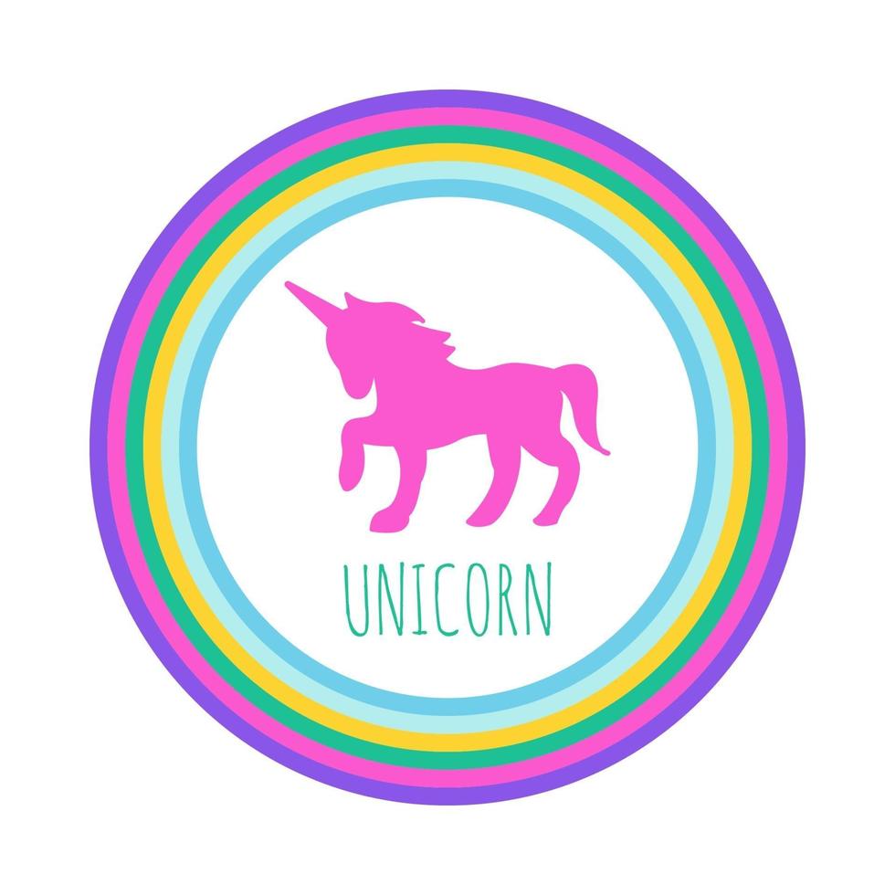 licorne et arc-en-ciel circulaire vecteur