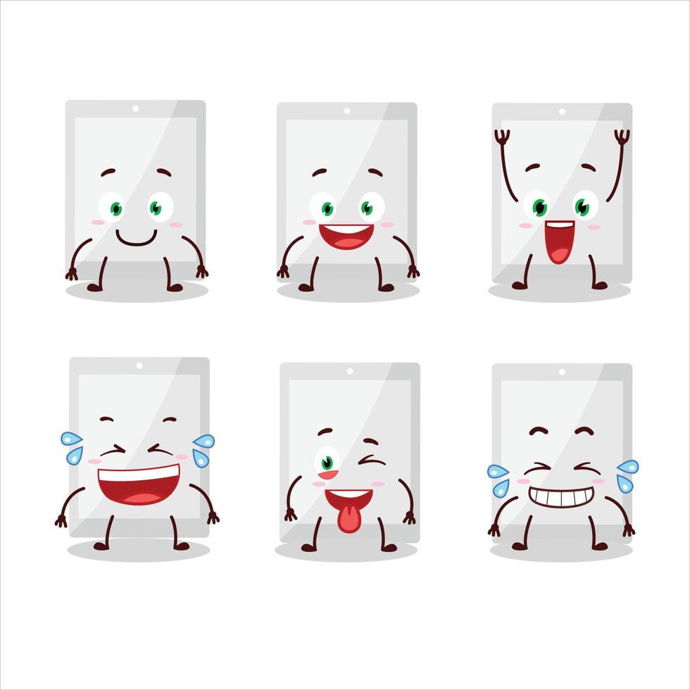 dessin animé personnage de blanc tablette avec sourire expression vecteur