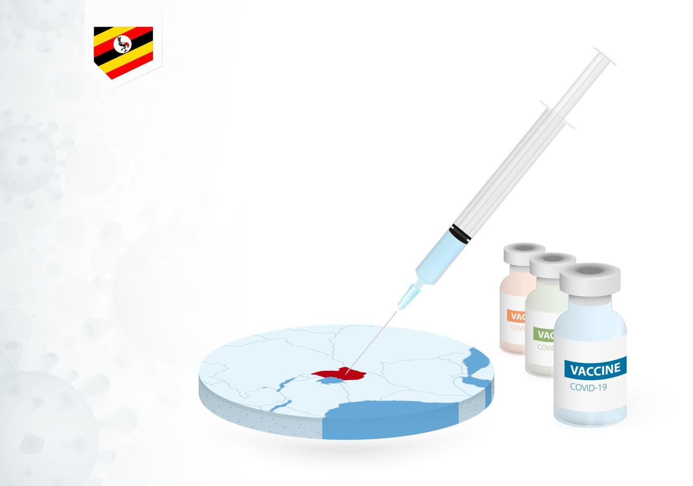 vaccination dans Ouganda avec différent type de covid-19 vaccin. concept avec le vaccin injection dans le carte de Ouganda. vecteur