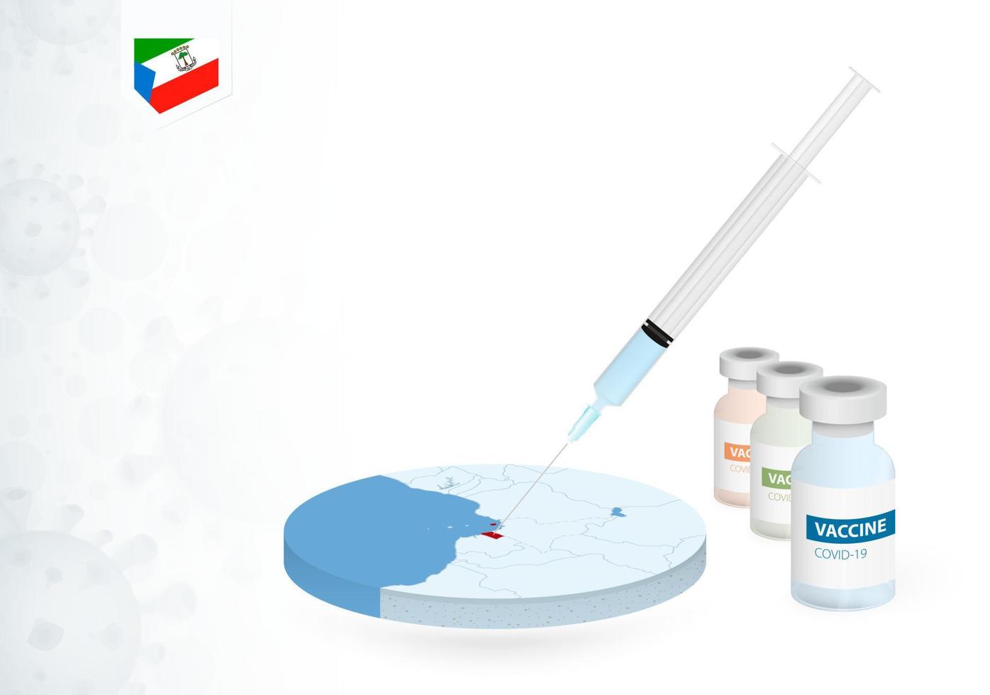 vaccination dans équatorial Guinée avec différent type de covid-19 vaccin. concept avec le vaccin injection dans le carte de équatorial Guinée. vecteur