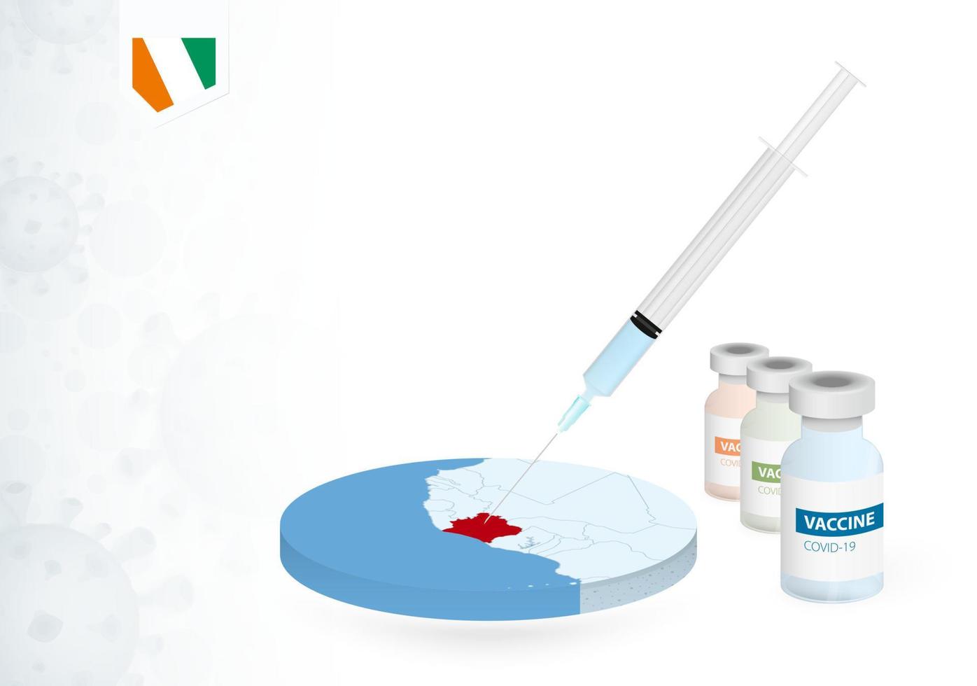 vaccination dans Ivoire côte avec différent type de covid-19 vaccin. concept avec le vaccin injection dans le carte de Ivoire côte. vecteur