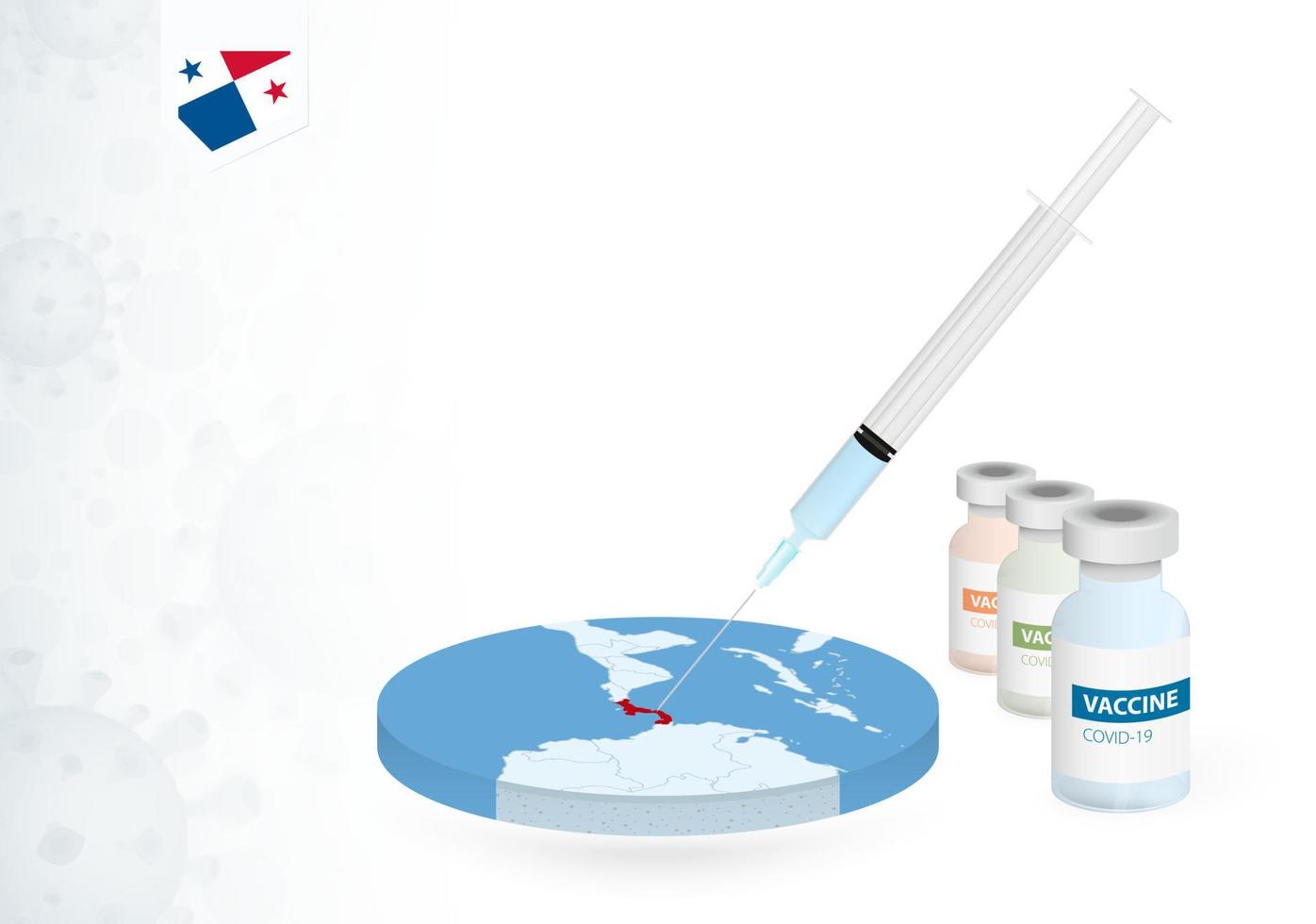 vaccination dans Panama avec différent type de covid-19 vaccin. concept avec le vaccin injection dans le carte de Panama. vecteur