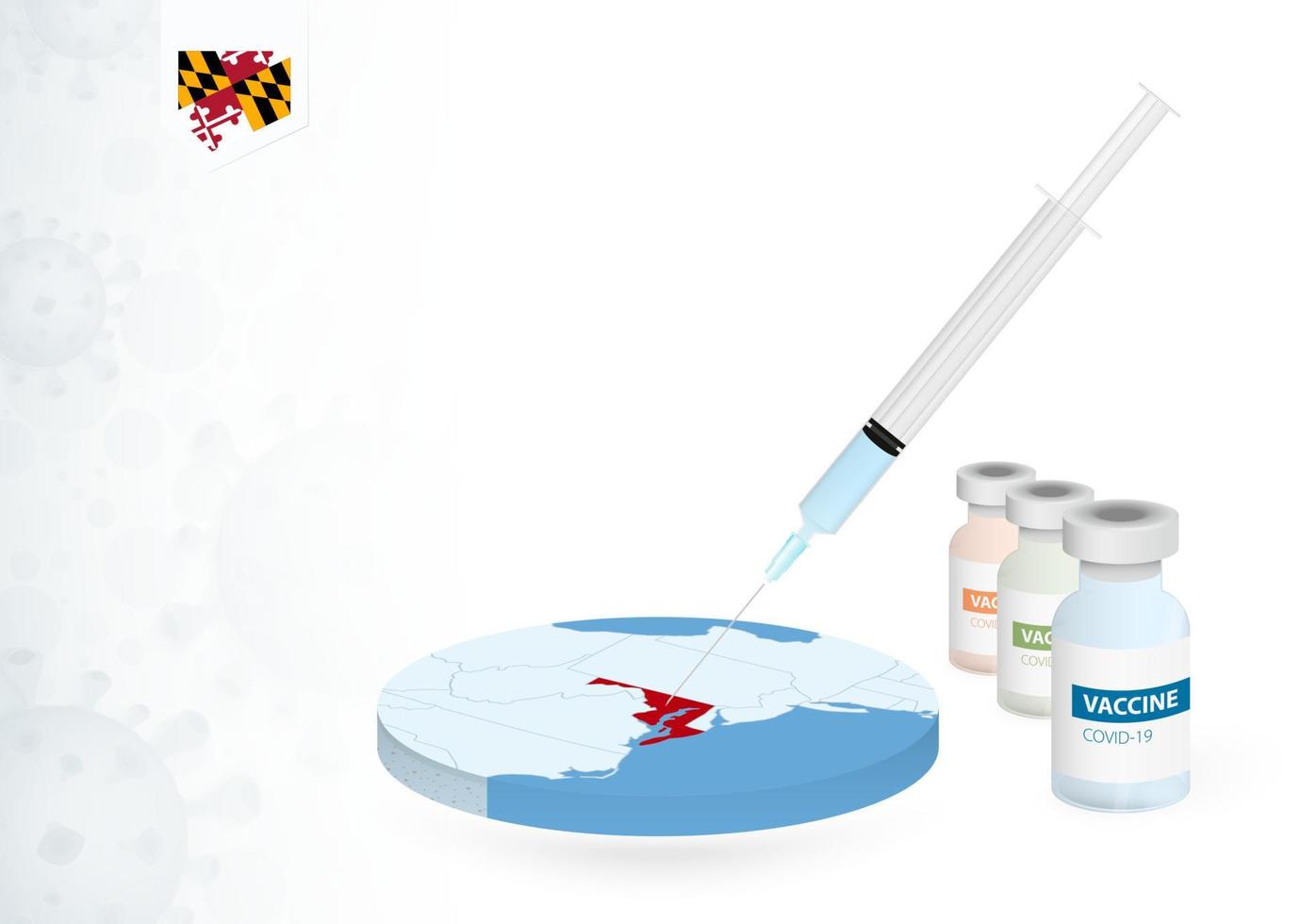 vaccination dans Maryland avec différent type de covid-19 vaccin. concept avec le vaccin injection dans le carte de Maryland. vecteur