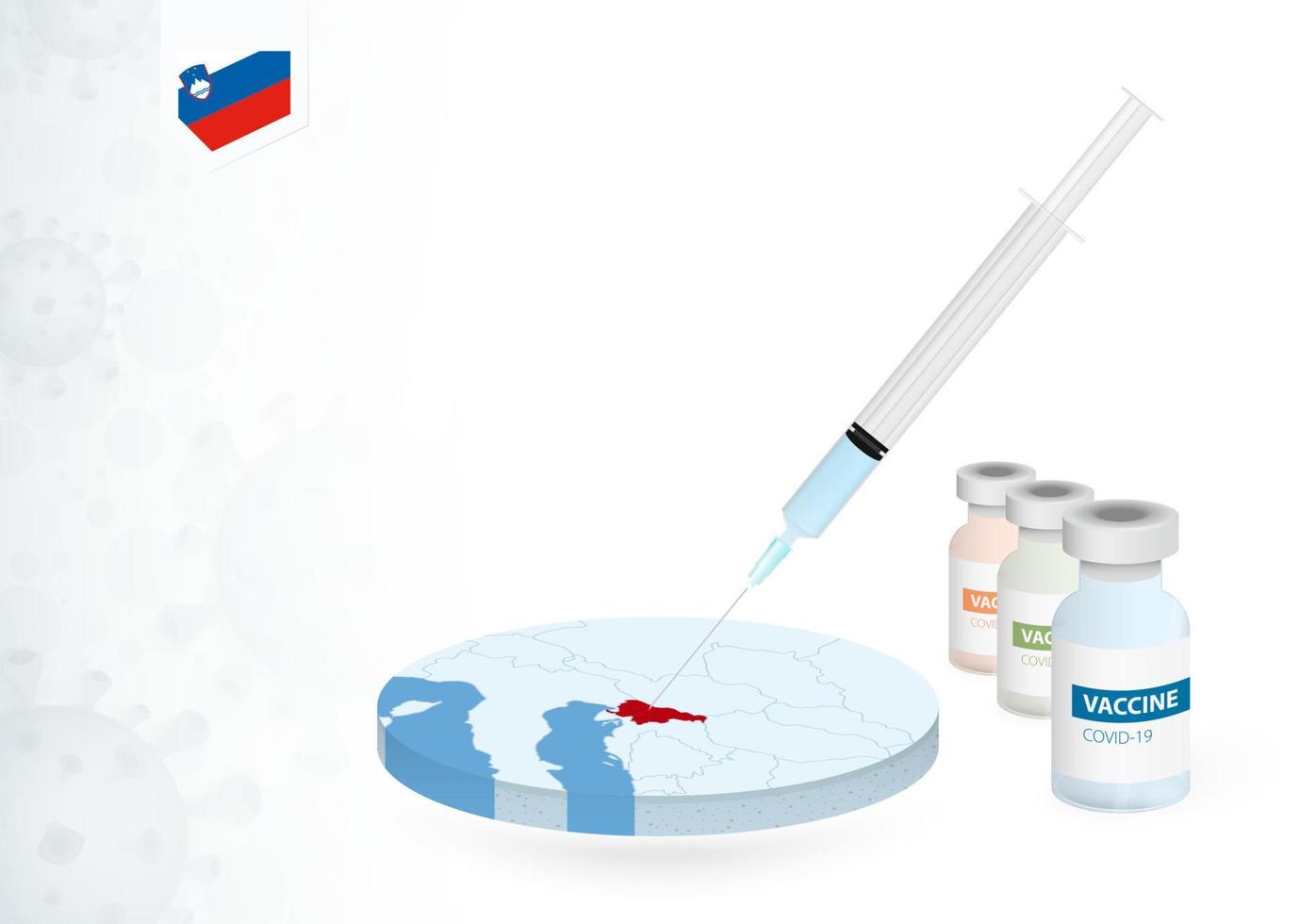 vaccination dans slovénie avec différent type de covid-19 vaccin. concept avec le vaccin injection dans le carte de Slovénie. vecteur
