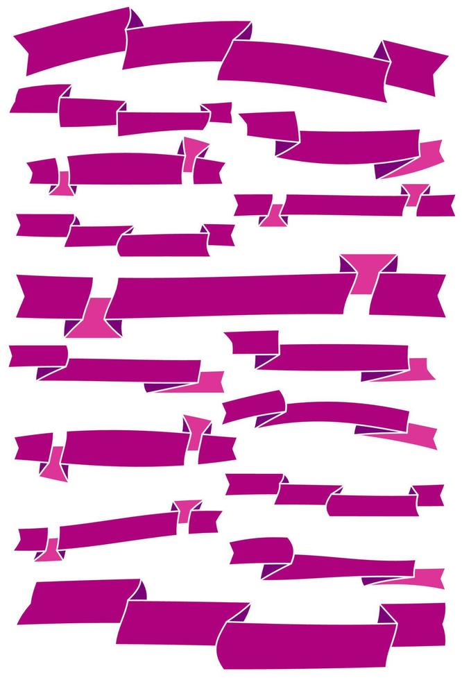 ensemble de quinze violet dessin animé rubans et bannières pour la toile conception. génial conception élément isolé sur blanc Contexte. vecteur illustration.