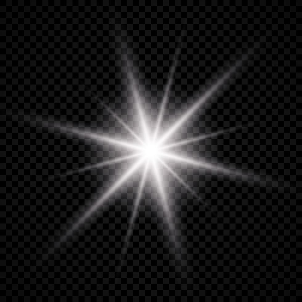 lumière effet de lentille éclater. blanc embrasé lumière explose avec starburst effets et scintille vecteur
