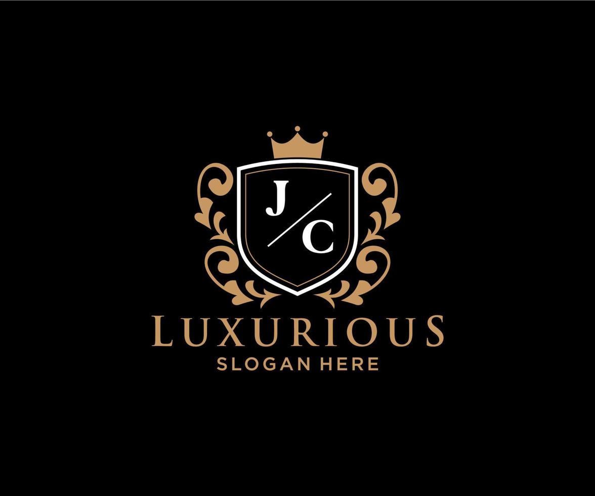 modèle initial de logo de luxe royal de lettre jc dans l'art vectoriel pour le restaurant, la royauté, la boutique, le café, l'hôtel, l'héraldique, les bijoux, la mode et d'autres illustrations vectorielles.