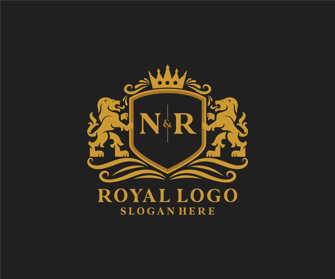 modèle de logo de luxe royal lion lettre initiale nr dans l'art vectoriel pour le restaurant, la royauté, la boutique, le café, l'hôtel, l'héraldique, les bijoux, la mode et d'autres illustrations vectorielles.