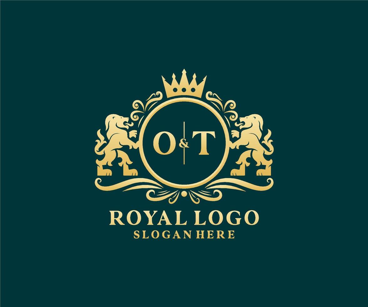 modèle de logo de luxe royal lion lettre initiale ot dans l'art vectoriel pour le restaurant, la royauté, la boutique, le café, l'hôtel, l'héraldique, les bijoux, la mode et d'autres illustrations vectorielles.