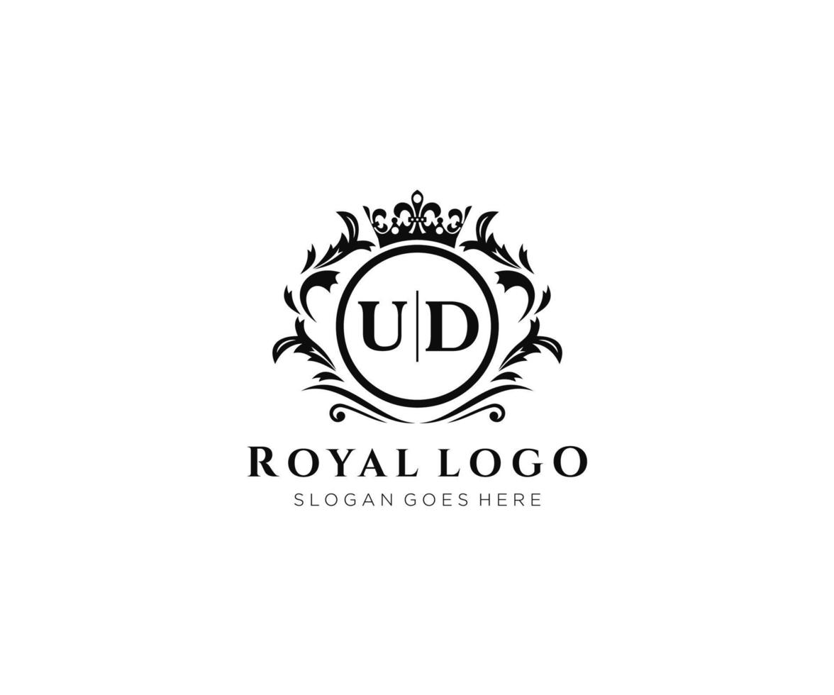 initiale ud lettre luxueux marque logo modèle, pour restaurant, royalties, boutique, café, hôtel, héraldique, bijoux, mode et autre vecteur illustration.