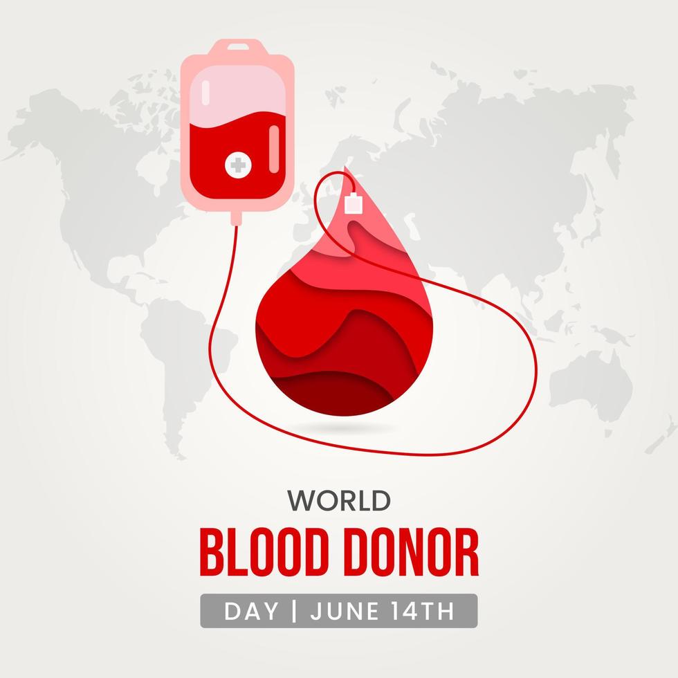 monde du sang donneur journée juin 14e avec du sang sac et du sang laissez tomber illustration vecteur