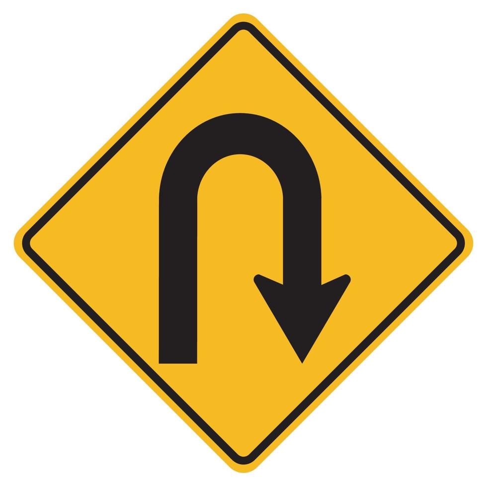 Panneaux de signalisation d'avertissement courbe en épingle à cheveux à droite sur fond blanc vecteur