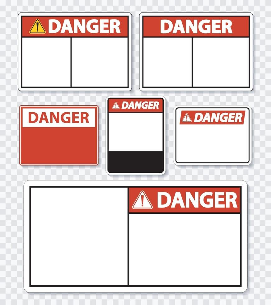 étiquette de signe de danger symbole sur fond transparent vecteur