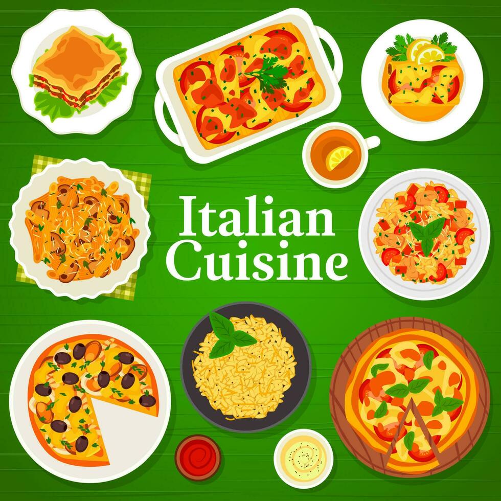 italien cuisine menu couverture, Pâtes, pizza, Risotto vecteur