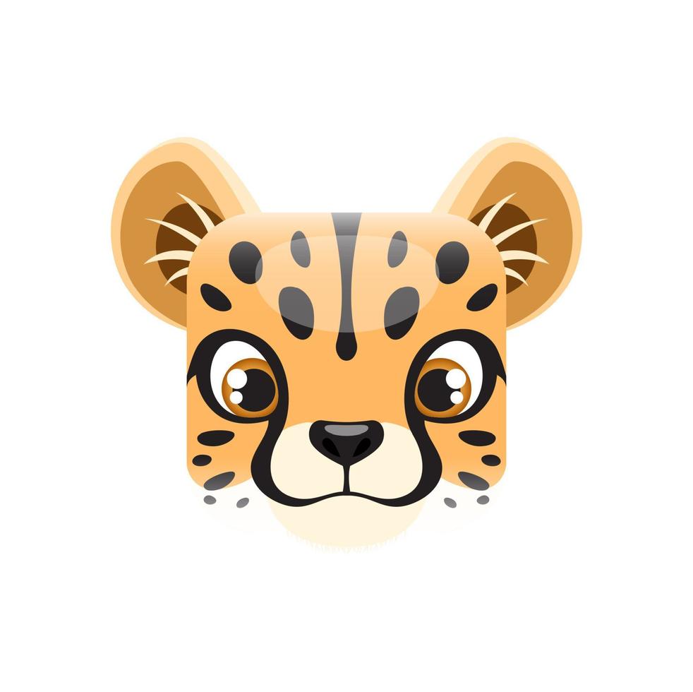 dessin animé guépard lionceau kawaii carré animal visage vecteur