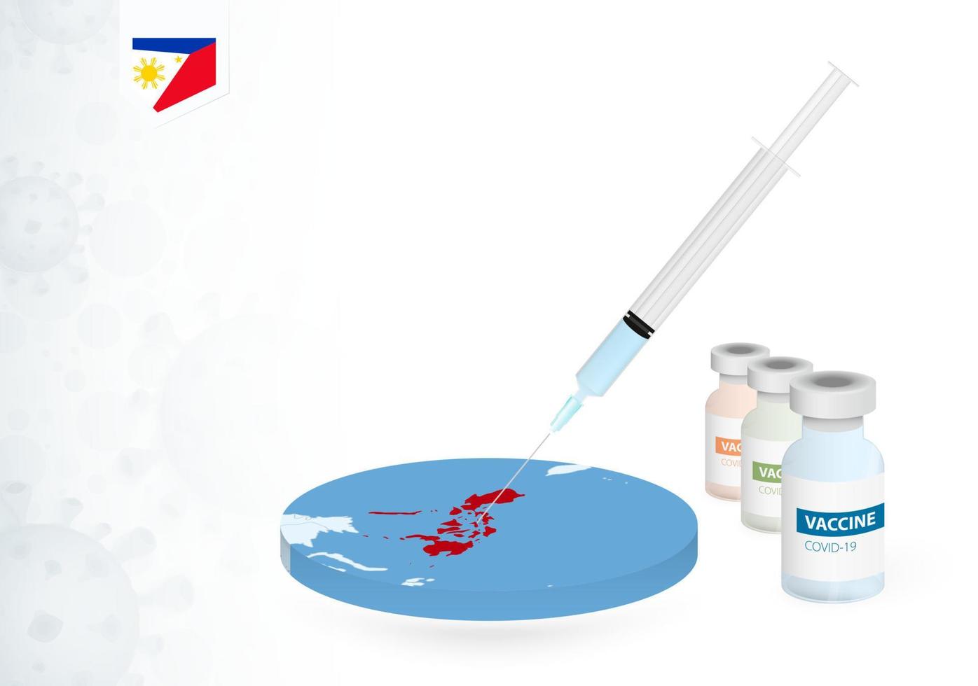 vaccination dans philippines avec différent type de covid-19 vaccin. concept avec le vaccin injection dans le carte de Philippines. vecteur