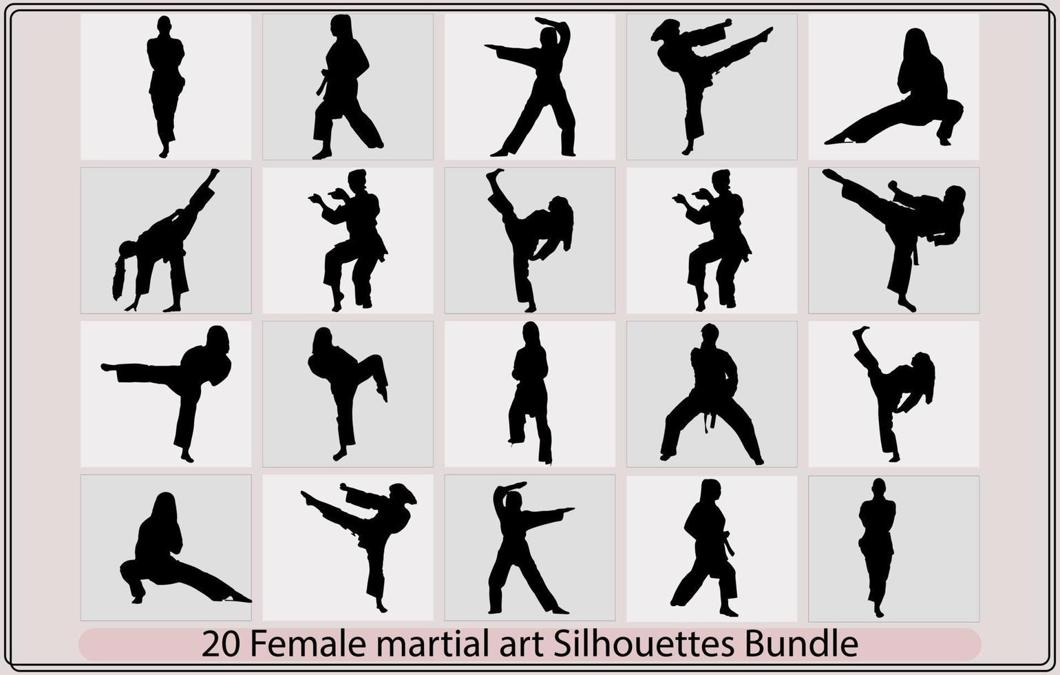 silhouette de une kickboxing femme, femelle martial art silhouette. femelle kickboxing, martial les arts et yoga vecteur