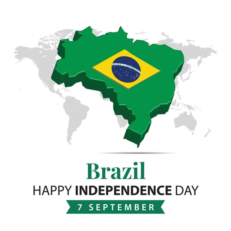 Brésil indépendance jour, 3d le rendu Brésil indépendance journée illustration avec 3d carte et drapeau couleurs thème vecteur