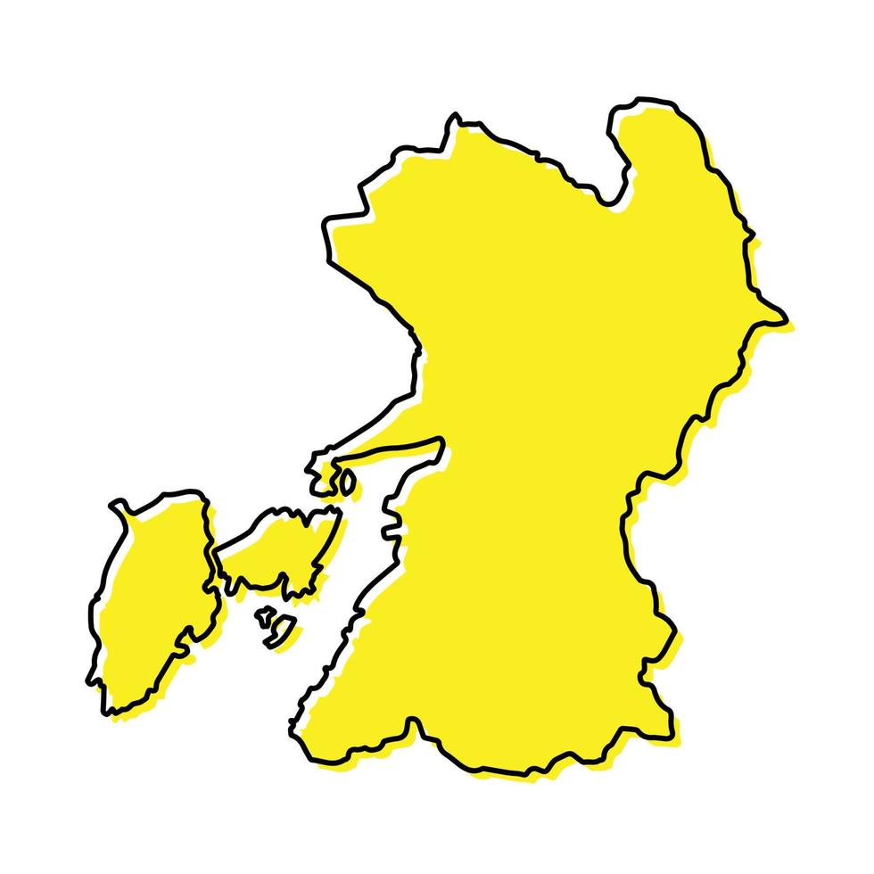 Facile contour carte de Kumamoto est une Préfecture de Japon vecteur