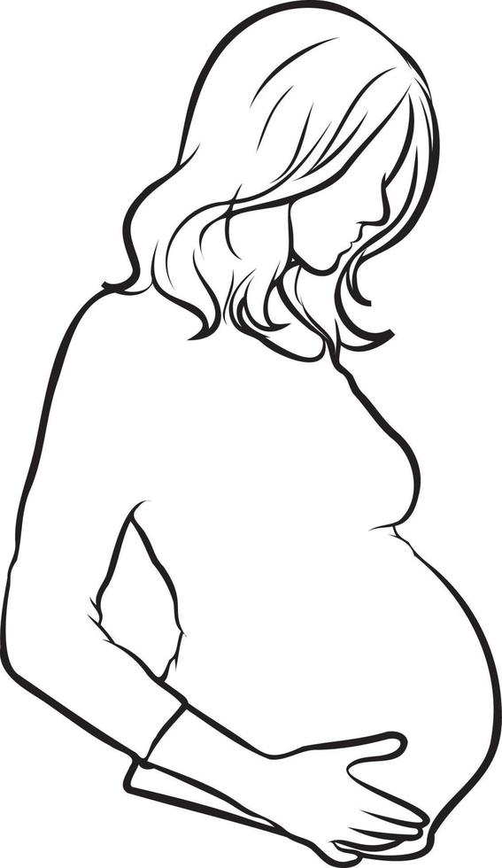 Enceinte femme ligne dessin. vecteur