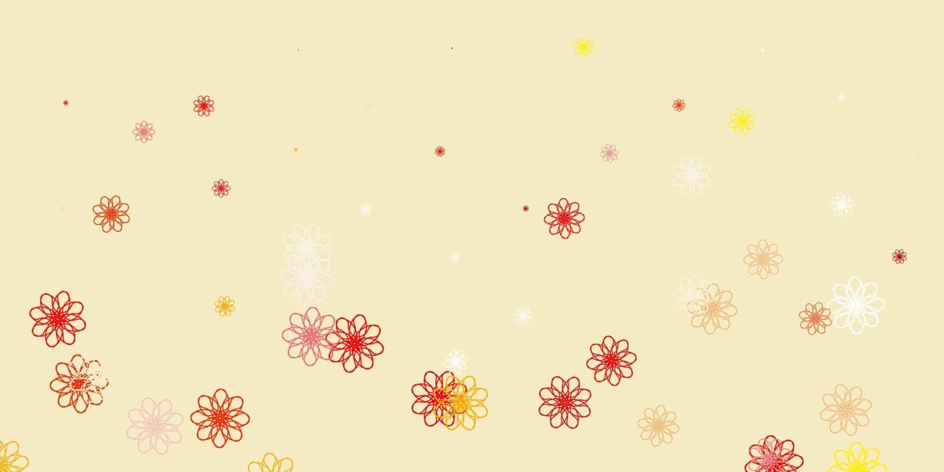 texture de doodle vecteur rose clair, jaune avec des fleurs.