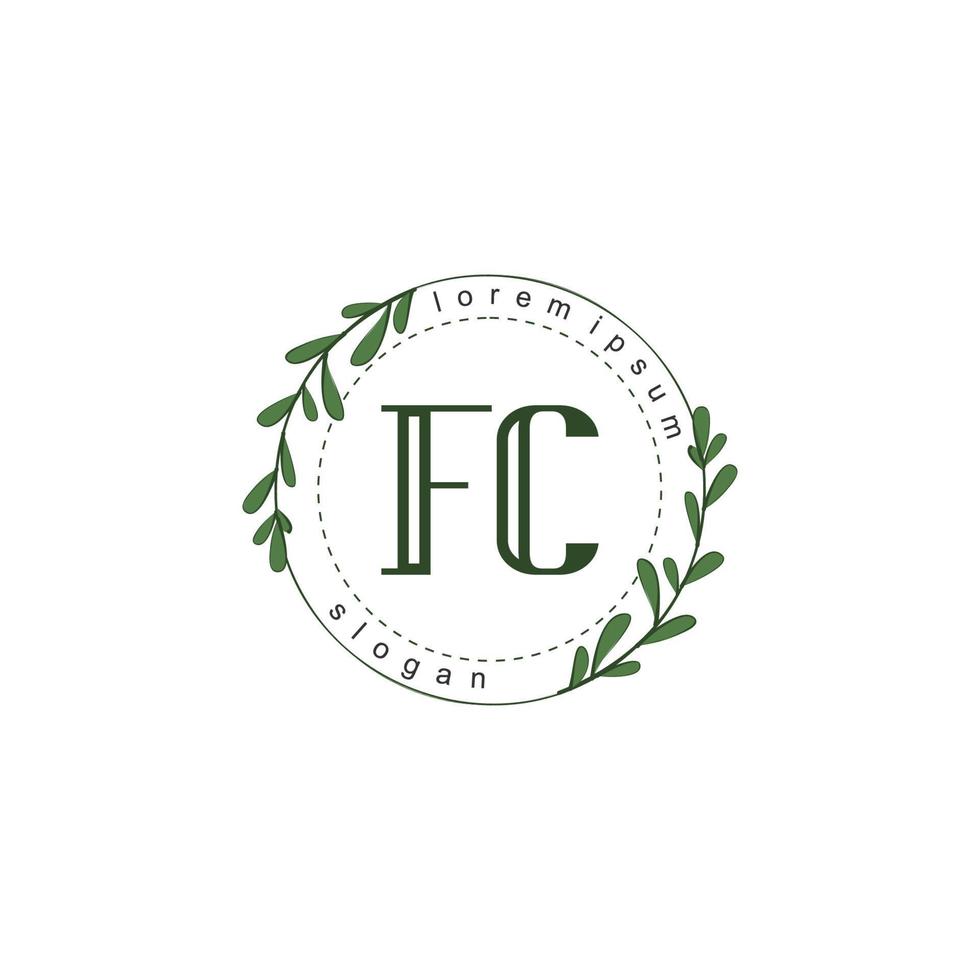 fc initiale beauté floral logo modèle vecteur