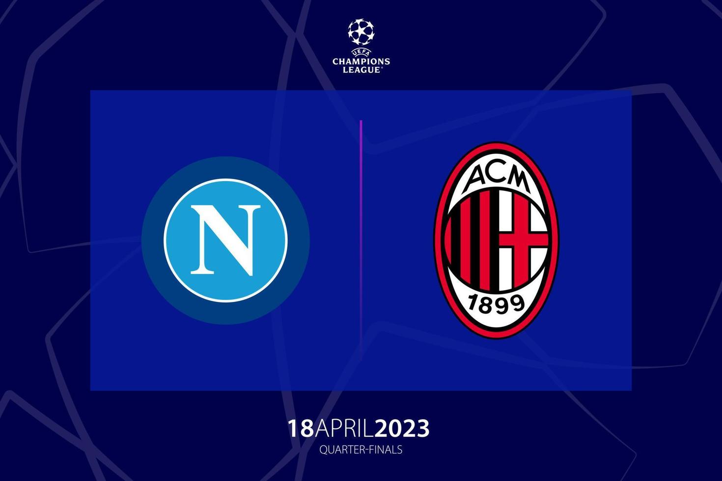 uefa champions ligue 2023 quart de finale entre Napoli contre milan, Jeu deux. tbilissi, Géorgie - avril 06, 2023. vecteur