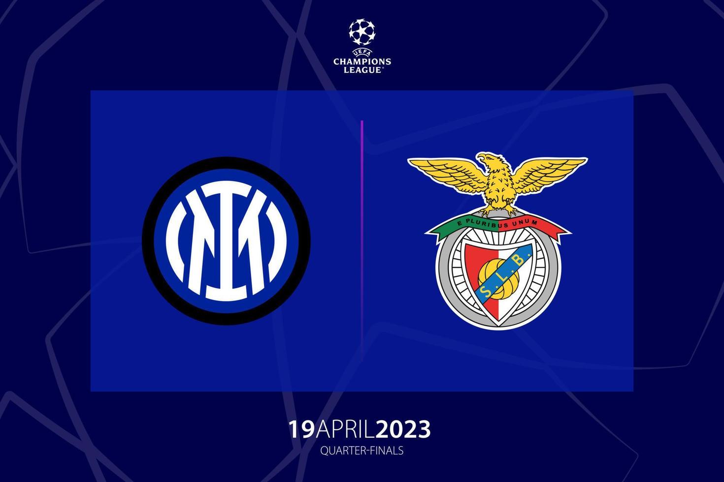 uefa champions ligue 2023 quart de finale entre Inter Milan contre benfica, Jeu deux. tbilissi, Géorgie - avril 06, 2023. vecteur