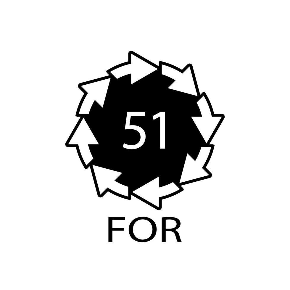 code 51 pour le recyclage des biomatériaux. illustration vectorielle vecteur