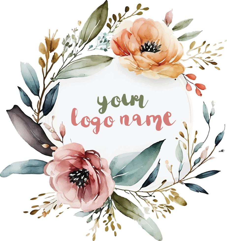 aquarelle floral logo, rond floral logo, moderne aquarelle logo, logo conception, calligraphie logo, floral logo, fleur logo vecteur
