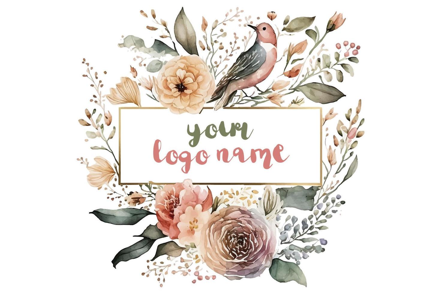 aquarelle floral logo, rond floral logo, moderne aquarelle logo, logo conception, calligraphie logo, floral logo, fleur logo vecteur