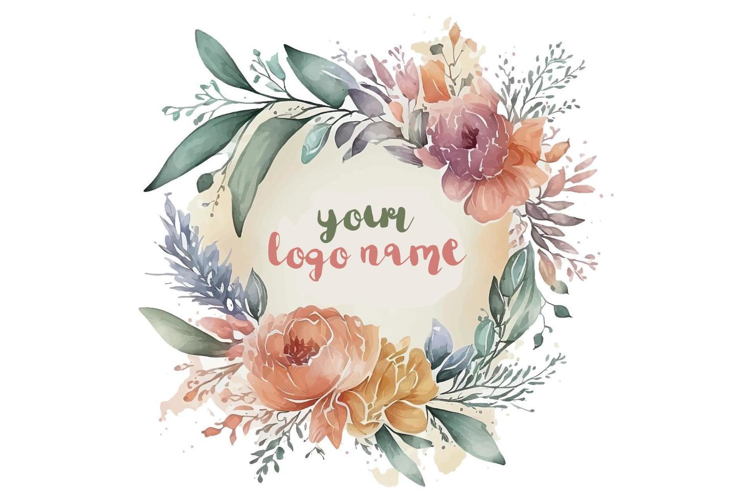 aquarelle floral logo, rond floral logo, moderne aquarelle logo, logo conception, calligraphie logo, floral logo, fleur logo vecteur