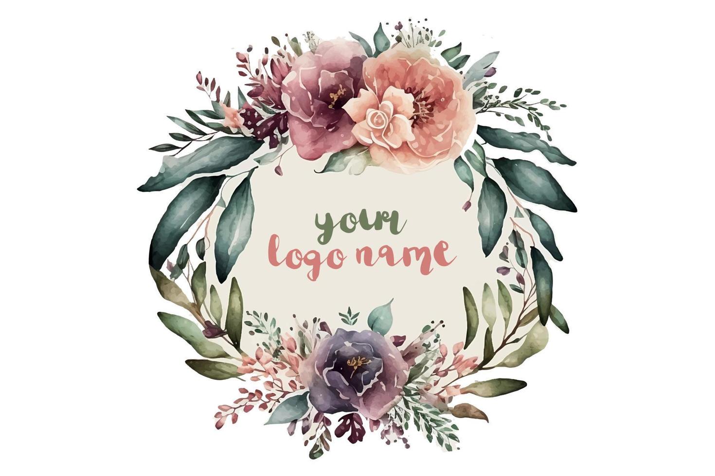 aquarelle floral logo, rond floral logo, moderne aquarelle logo, logo conception, calligraphie logo, floral logo, fleur logo vecteur