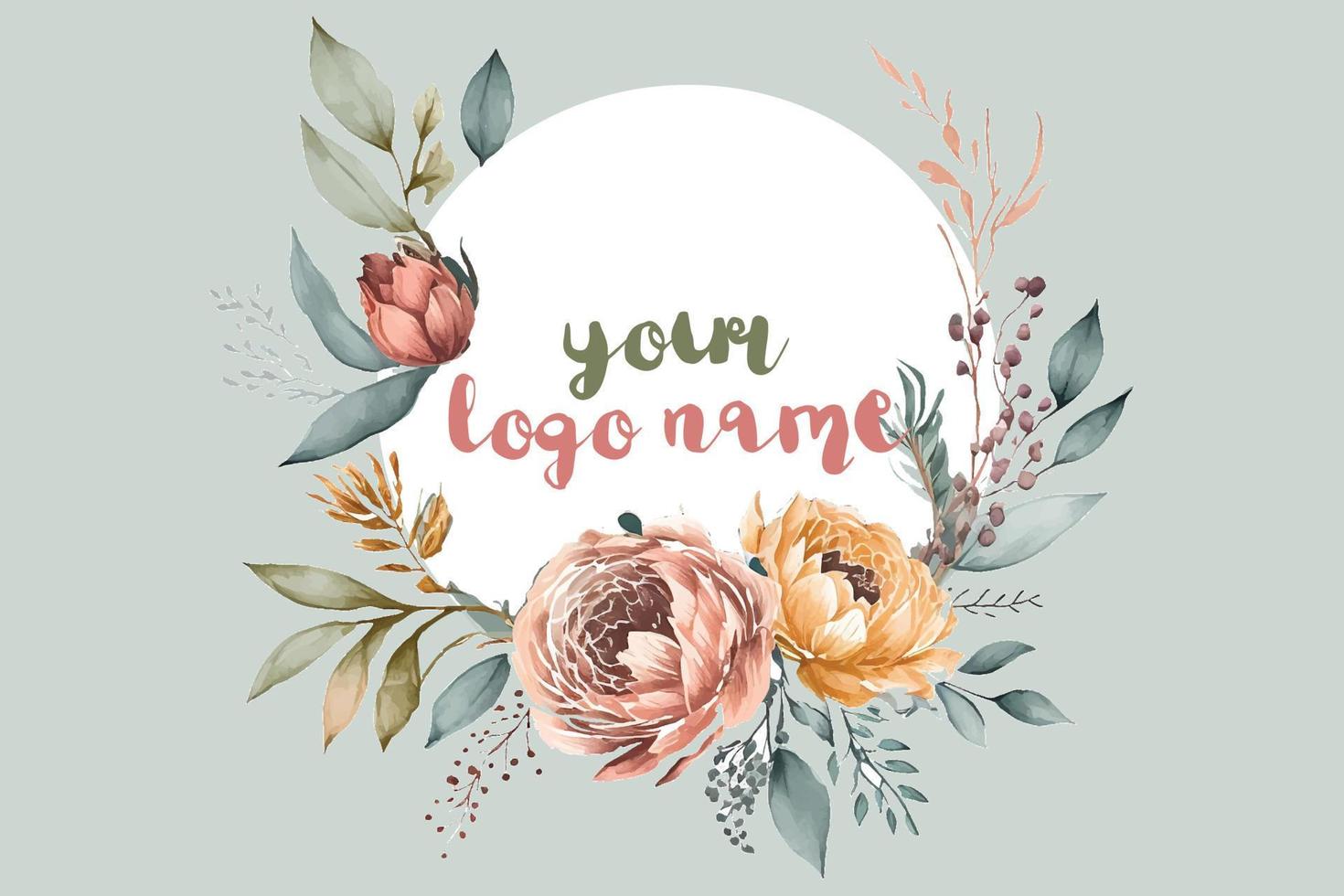 aquarelle floral logo, rond floral logo, moderne aquarelle logo, logo conception, calligraphie logo, floral logo, fleur logo vecteur