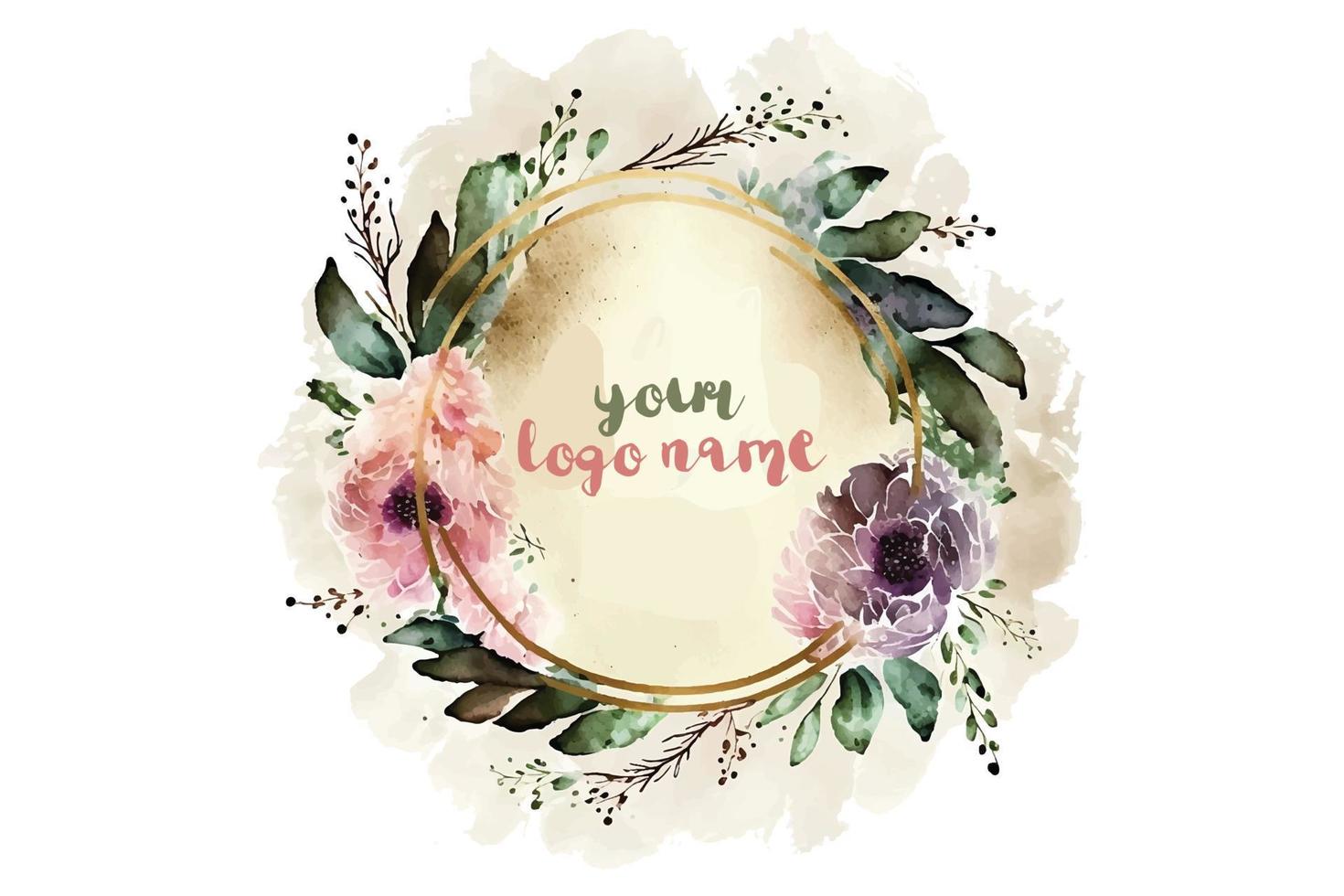 aquarelle floral logo, rond floral logo, moderne aquarelle logo, logo conception, calligraphie logo, floral logo, fleur logo vecteur