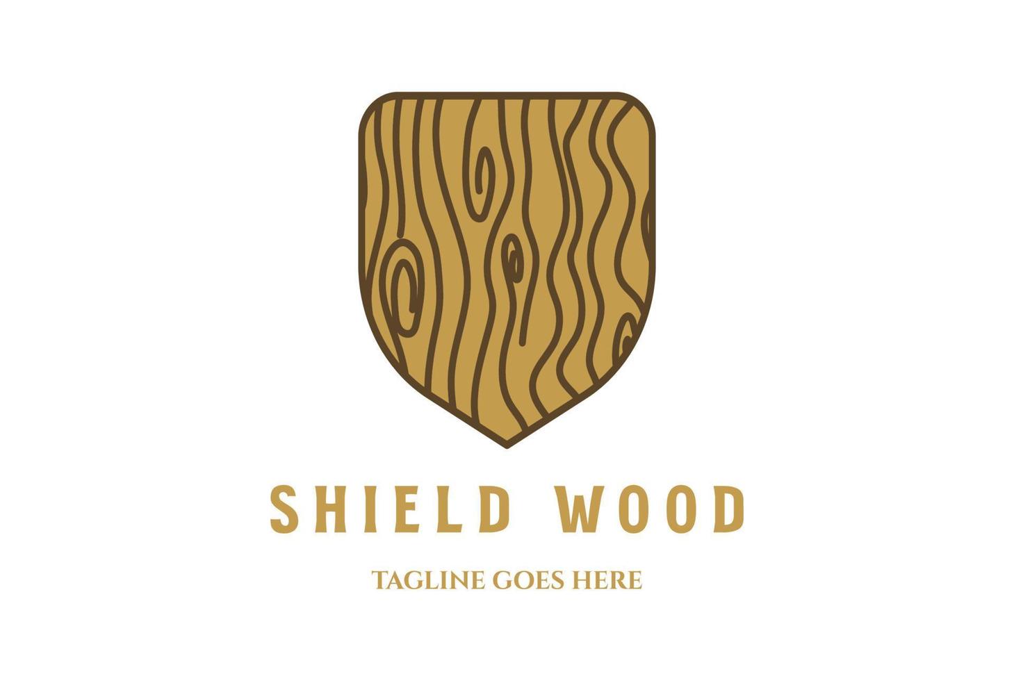 Facile en bois bouclier pour Sécurité sécurise sûr protéger protection logo conception vecteur