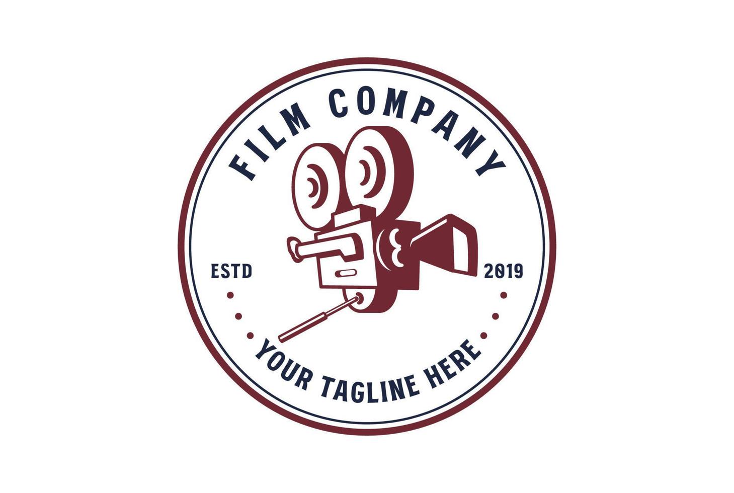 ancien rétro vidéo caméra badge emblème étiquette pour cinéma film production logo conception vecteur