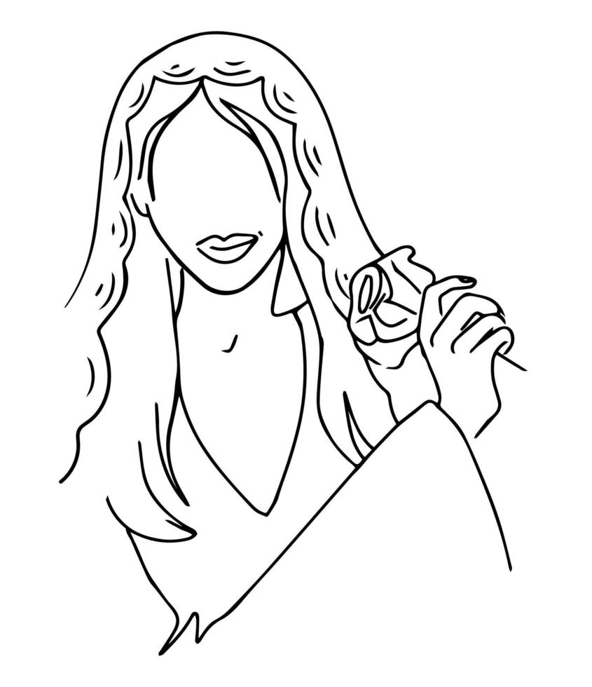 linéaire arabe femme dans hijab. moderne minimaliste femelle portrait. main tiré femelle silhouette. vecteur illustration dans un ligne style. beauté logo.