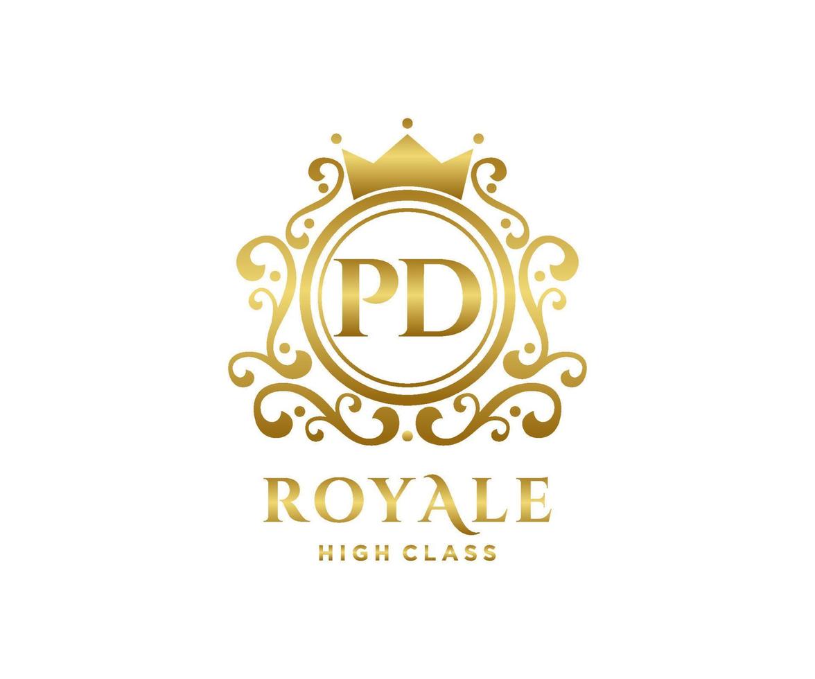 d'or lettre pd modèle logo luxe or lettre avec couronne. monogramme alphabet . magnifique Royal initiales lettre. vecteur