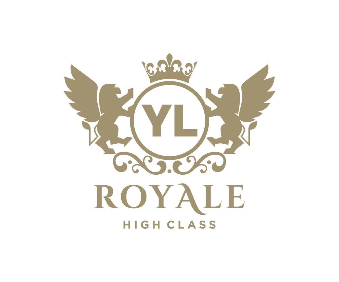 d'or lettre yl modèle logo luxe or lettre avec couronne. monogramme alphabet . magnifique Royal initiales lettre. vecteur