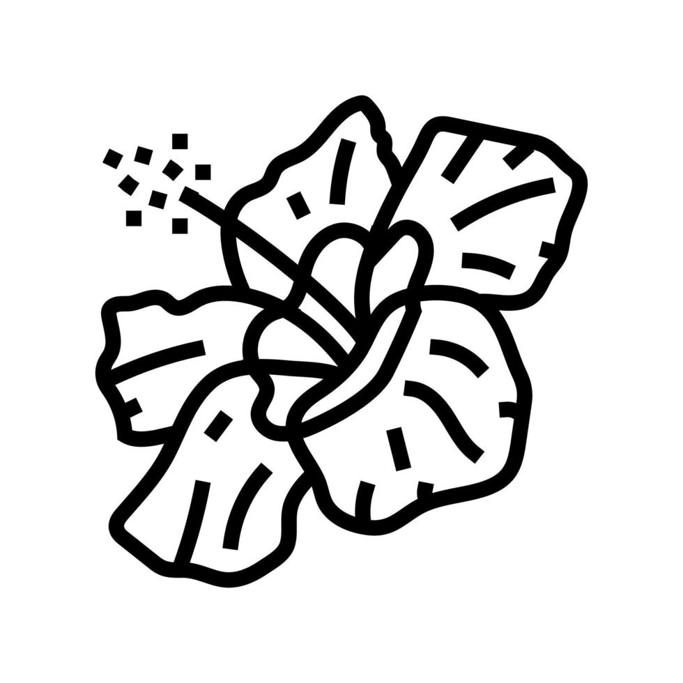 hibiscus fleur printemps ligne icône vecteur illustration