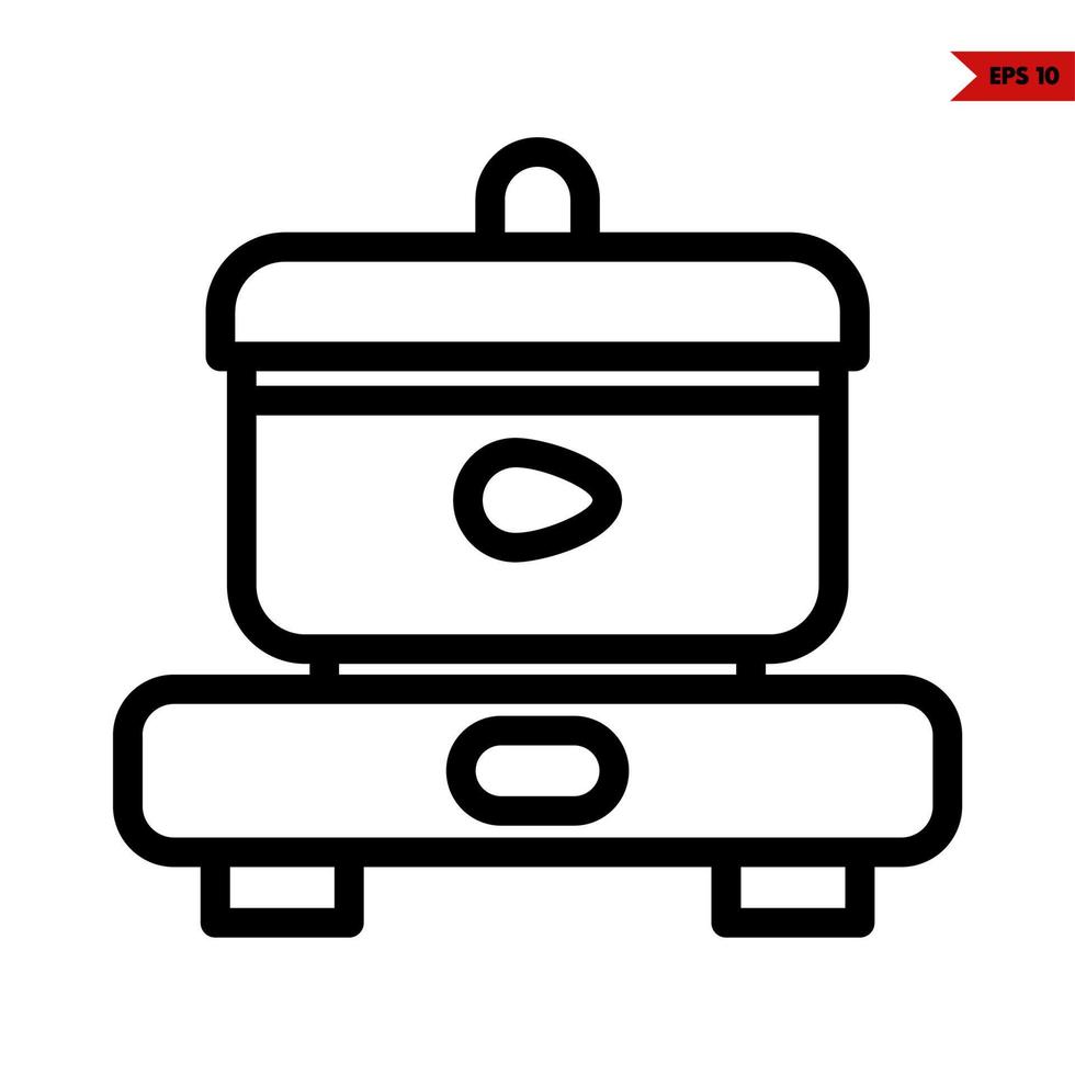 la poêle dans le fourneau ligne icône vecteur