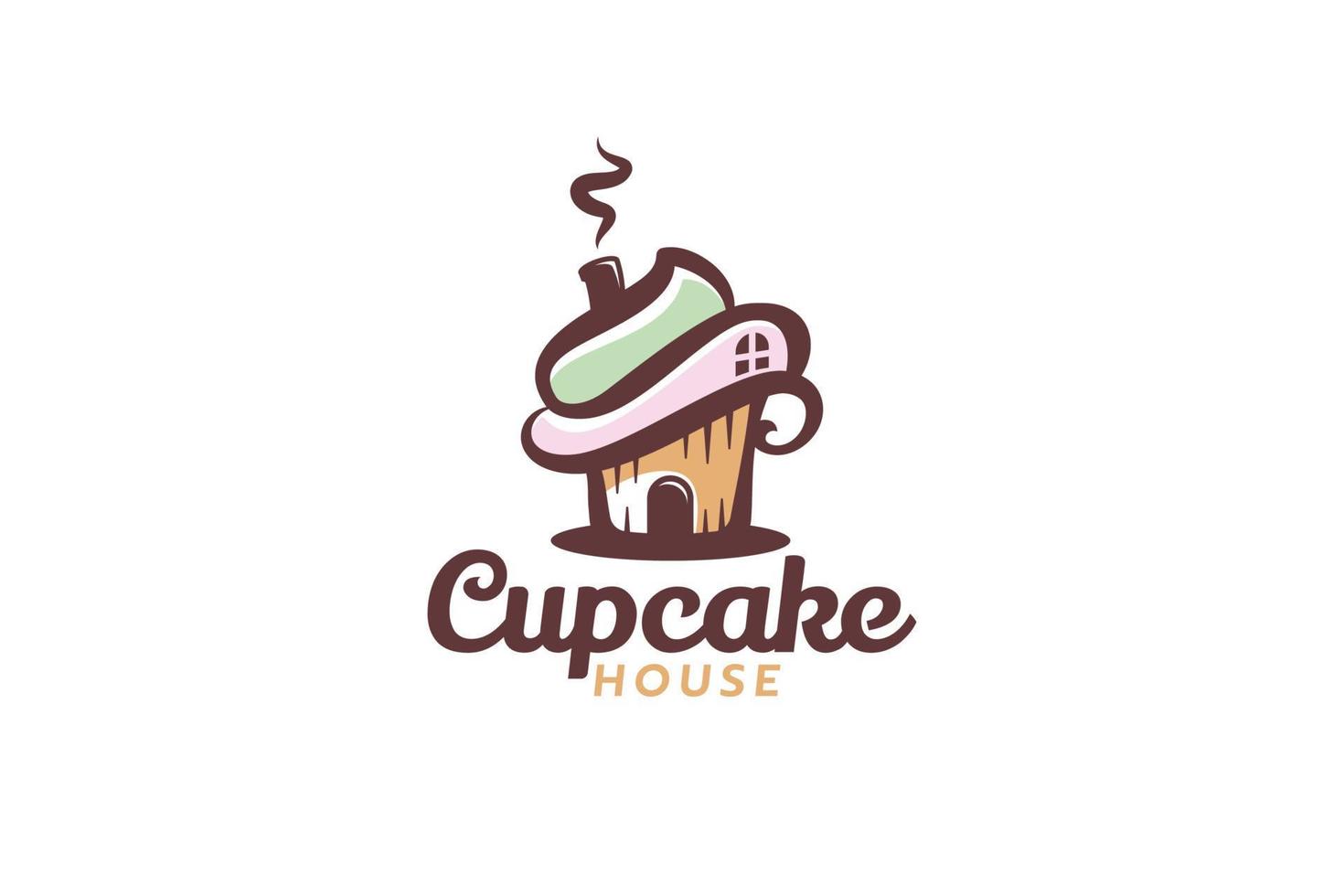 petit gâteau maison logo avec une combinaison de une petit gâteau et une maison. vecteur