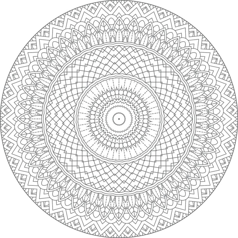 Facile griffonnage mandala avec floral et cœur motifs sur une blanc isolé Contexte. pour coloration livre pages. vecteur