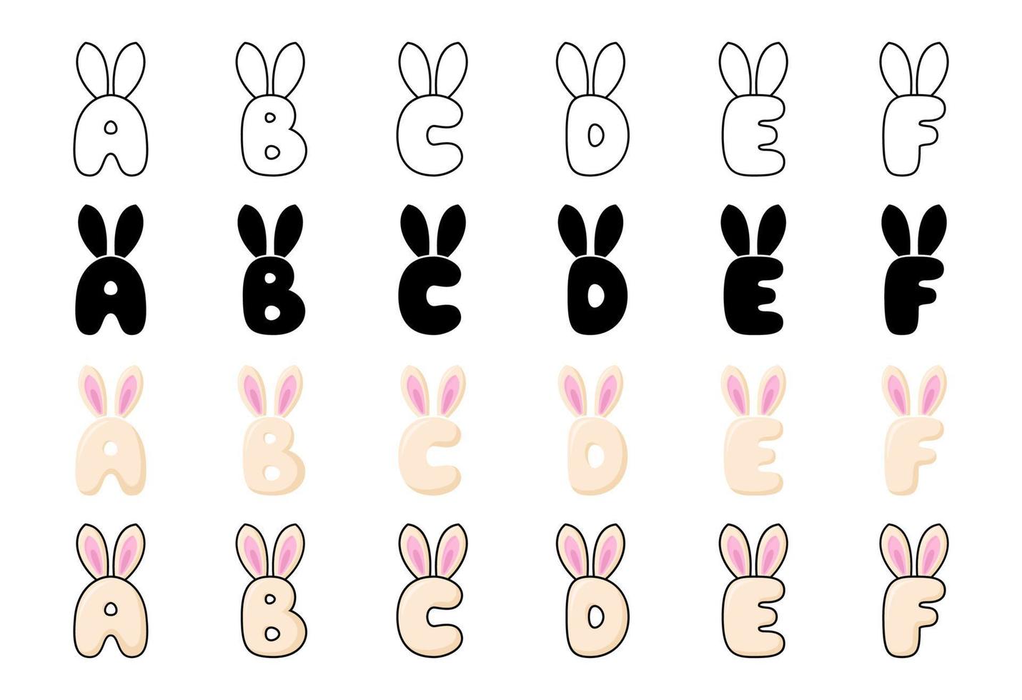 lapin alphabet dans dessin animé style vecteur