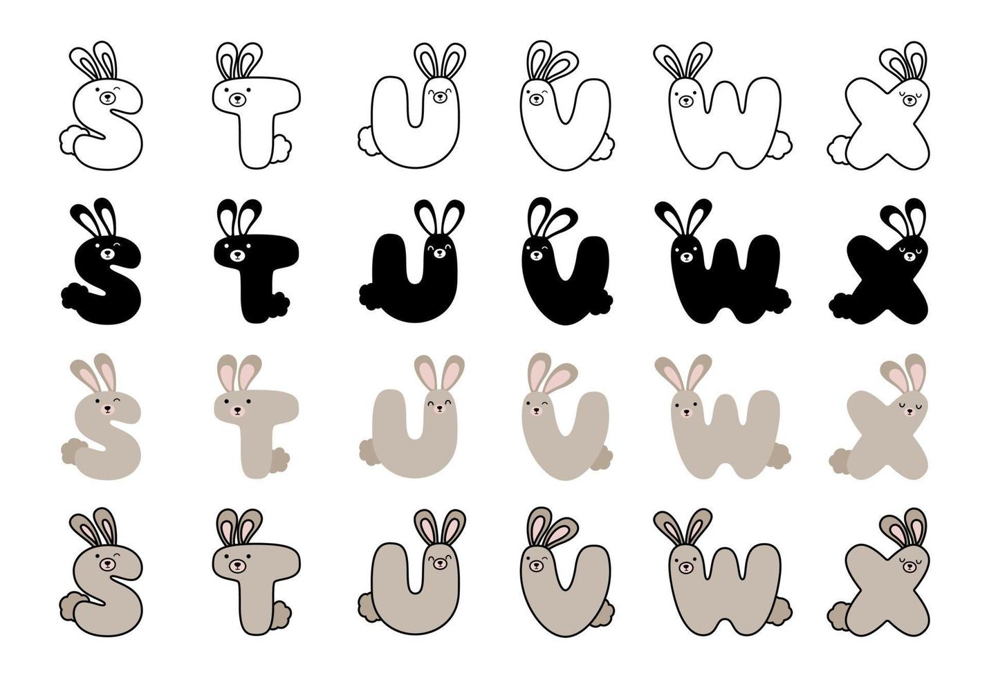 lapin alphabet dans dessin animé style vecteur